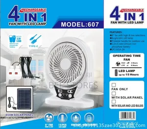 4in1 Rechargeable Fan With Led Lamp and Solar Panel
