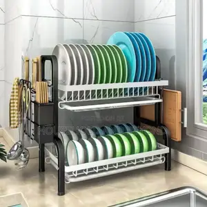 2 Layers Stainless Steel Dish Drainer/Plate Rack