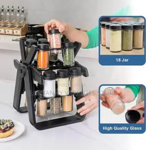 18 Pieces Rotating Spice Rack With Name Tags