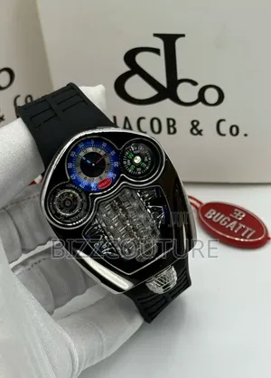 Original Jacob and Co Black Rubber Strap Watch