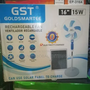 16 Inches Rechargeable GST Solar Fan With Solar Panels