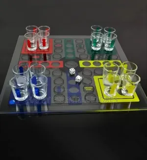 Glass Ludo Drinking Board Game With Shot Glasses