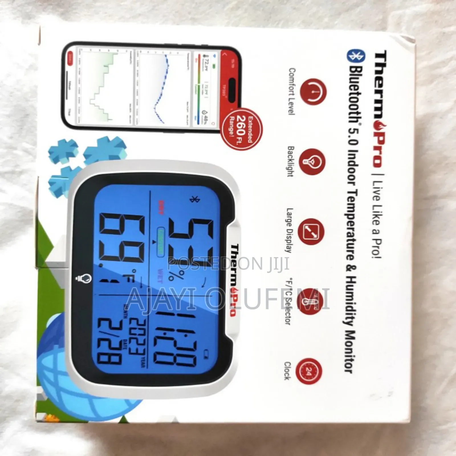 Thermopro Tp393b Thermometer and Clock