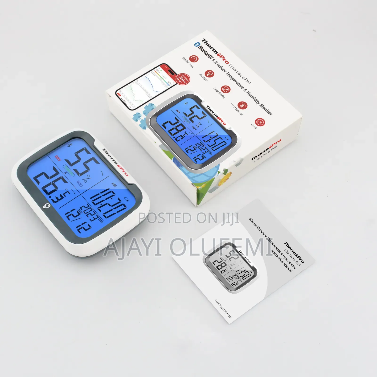 Thermopro Tp393b Thermometer and Clock