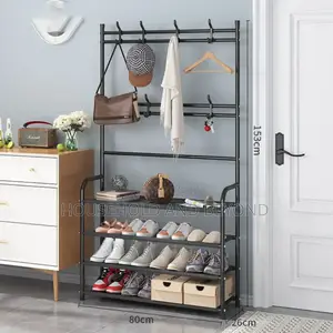 4 Layer Shoe Rack With Coat Hat Rack (Available in 5 Layer)