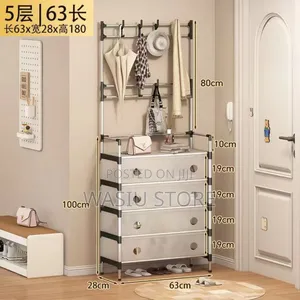 5-Tier Steel Coat and Shoe Rack With Storage Cabinet