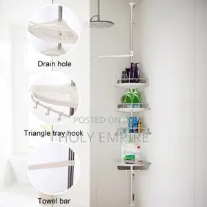 4 Trays Telescopic Bathroom Shelf Stainless Steel Frame