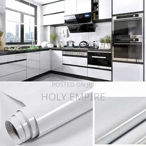 Self-Adhesive Kitchen Cabinets Wallpaper 60cm by 5meter Plain White