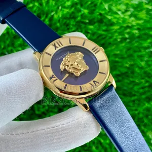 Original. Versace Women's Blue Genuine Leather Strap Watch