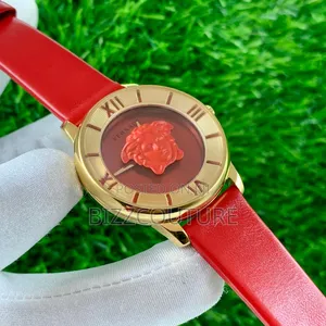 Original Versace Women's Red Genuine Leather Strap Watch