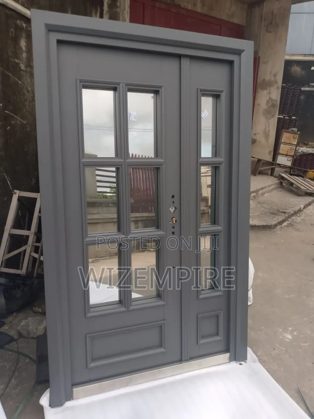 4ft Gray French Glass Doors Available