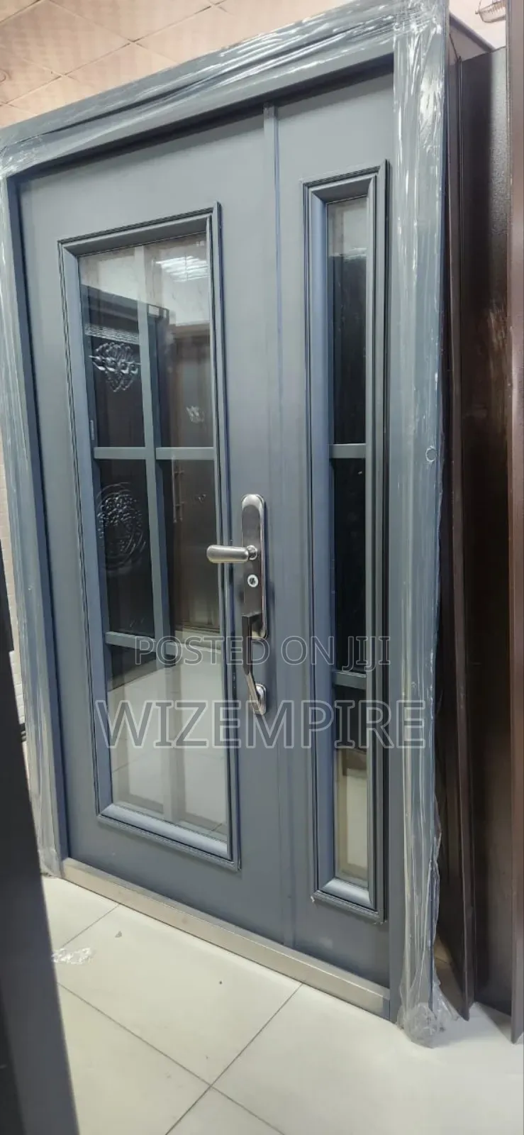 4ft Gray French Glass Doors Available