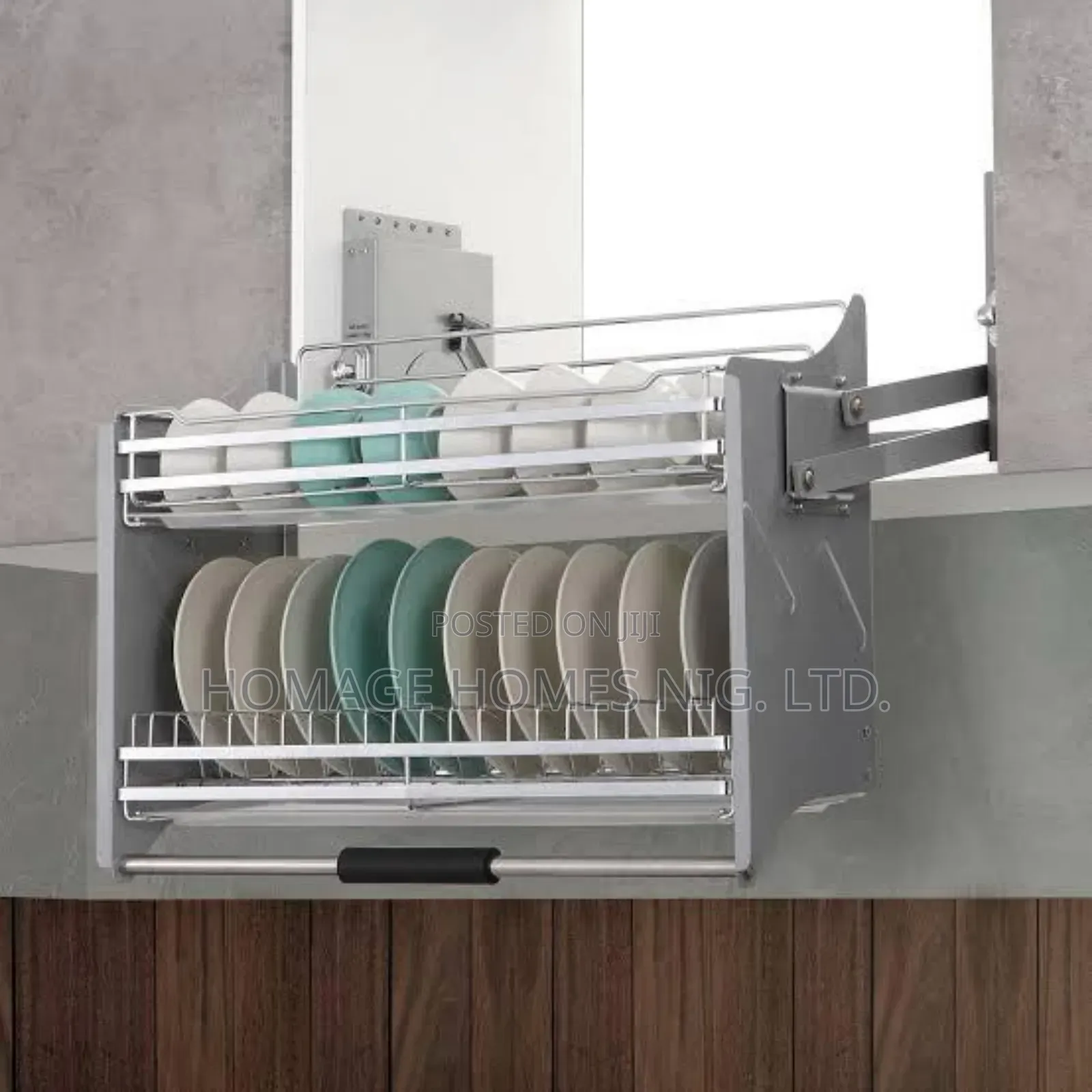 Pull Down Kitchen Plate Rack