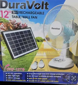 12”Rechargeable Table and Wall Fan With Solar Panel