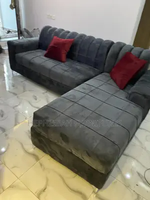 Grey L Shaped Sofa With Pillows