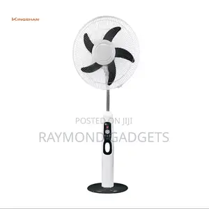 18” Rechargeable Standing Fan With Solar Panel Led Light