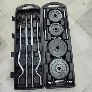 55kg 4in1 Chrome Barbell Dumbbell Set