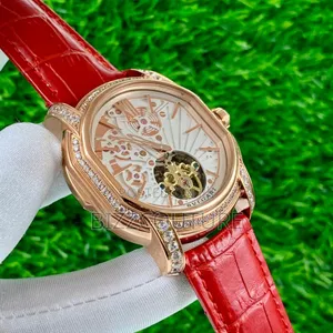 Original Bvlgari Mechanical Red Genuine Leather Strap Watch