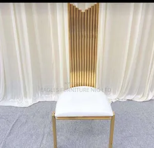 Luxury Golden Event Chair With Pure Leather Seat