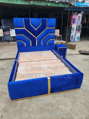 Executive Blue Coloured Upholstery Bed Stand