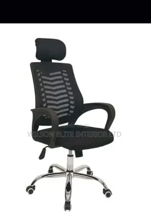 Office Mesh Chair With Headrest__black