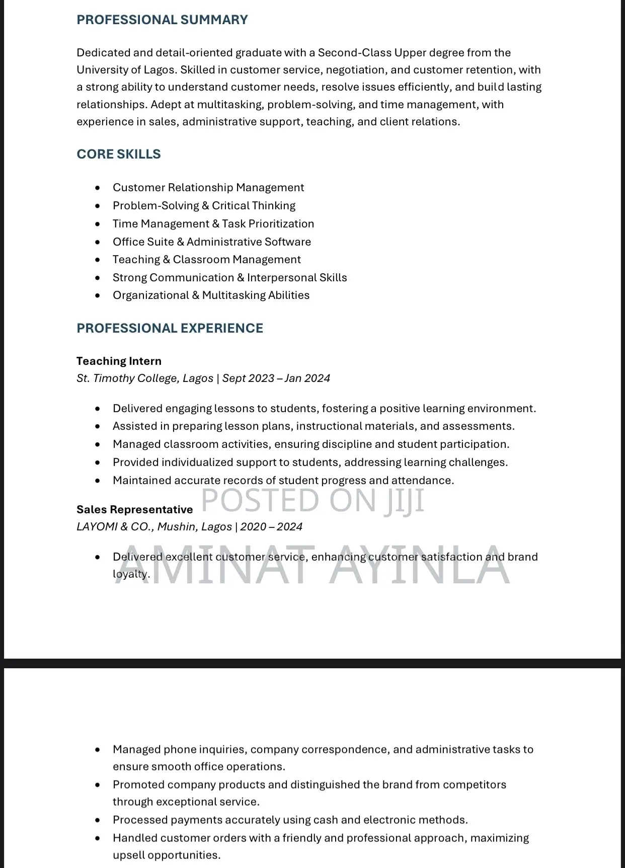 Customer Service Representative/Front Desk/Office Assistant