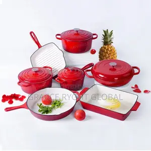 7pcs Enamel Cast Iron Pots and Pan Set