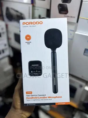 Porodo Two-Device Connect Handheld Lavalier Microphone