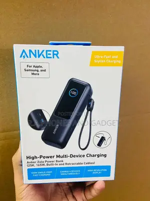 Anker Zolo Power Bank (,165w, Build In Cables)
