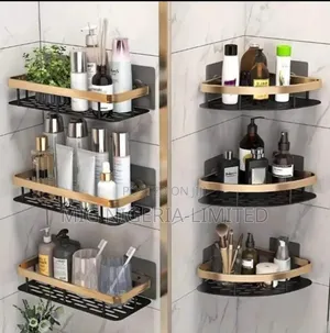 Versatile Corner Aluminium Bath Shelve and Gold Embodiment