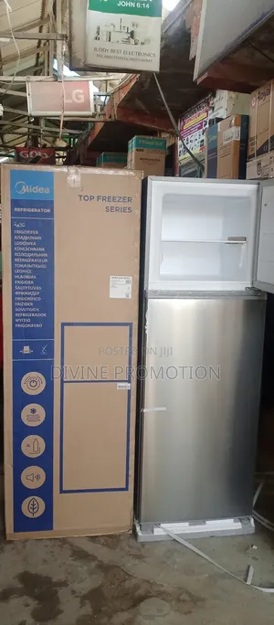 295 Liters Midea Double Door Refrigerator, Silver Color.