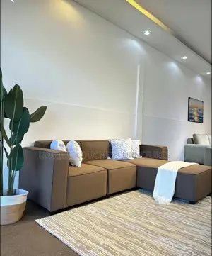 L Form Coffee Brown Sectional Sofa.