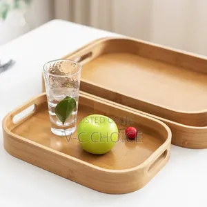 Multipurpose Round Rectangular Bamboo Wooden Servingtray3set