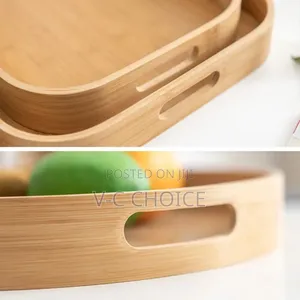 Multipurpose Round Rectangular Bamboo Wooden Servingtray3set