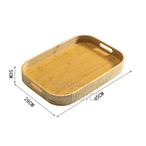 Multipurpose Round Rectangular Bamboo Wooden Servingtray3set