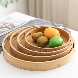 3 In1 Round  Bamboo Wooden Serving Tray