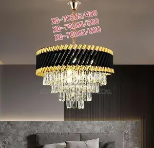 Golden Crystal Chandelier With Black Pipe
