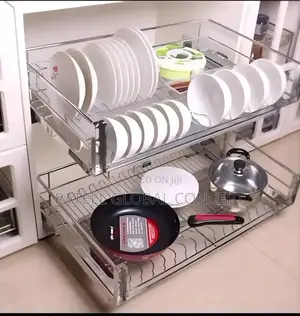 Double Drawer Plate Rack 80cm