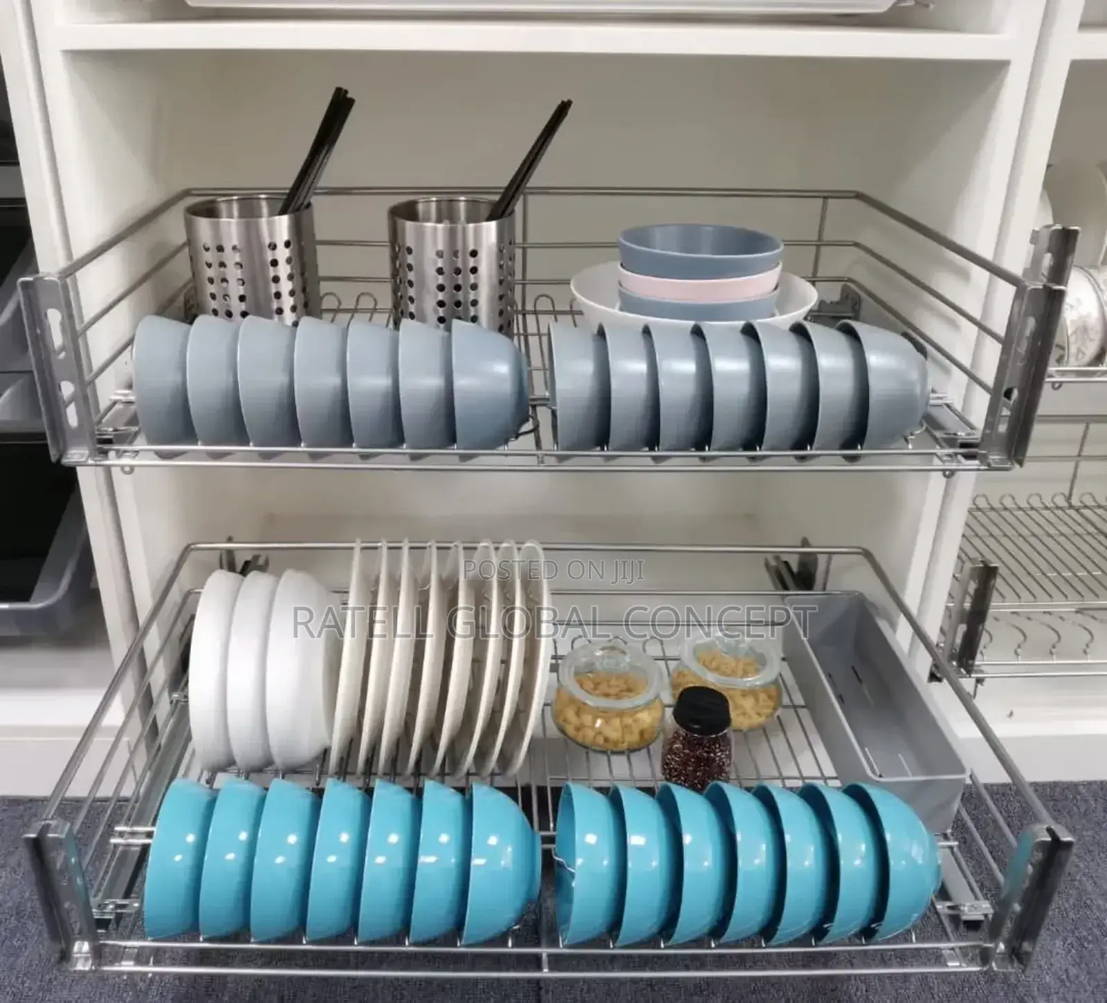Double Drawer Plate Rack 80cm