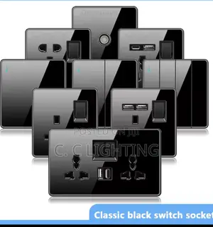 Luxury All Tempered Glass Wall Light Switch Button Black Uk