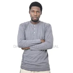 Danami Long Sleeve Henley T-Shirt- Sport Grey