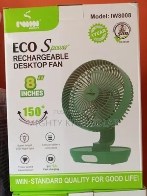 Eco S Power Rechargeable Iwin Desktop Fan