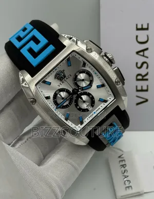 Original Versace Silver Dial Chronograph Rubber Strap W