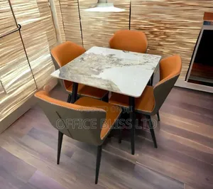 Square 90cm X 90cm Marble Dinning Table 4 Sitting Chairs