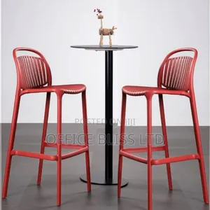 Moulded Platic Stackable Design High Bar Stools - Set of 2