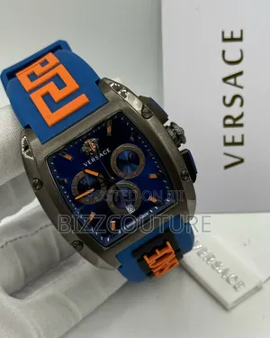 Original Versace Dark Blue Dial Rubber Strap Watch