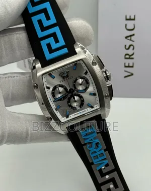 Original Versace Silver Dial Chronograph Rubber Strap Watch