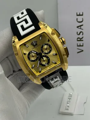 Original Versace Gold Dial Chronograph Rubber Strap Watch