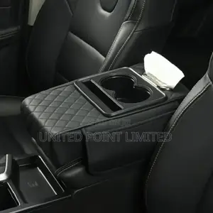 Leather Armrest Cover With Cup Holder Tissue Paper Box