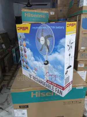 Qasa 18" Curvy Rechargeable Fan - High-Speed,Quiet Motor